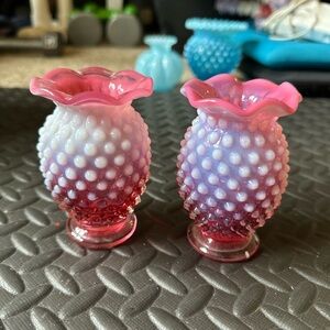 Fenton Cranberry Mini Vases